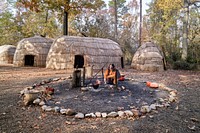 Historical interpreter in the re-created Powhatan Indian Village at the Jamestown Settlement, Virginia. Original image from Carol M. Highsmith&rsquo;s America, Library of Congress collection. Digitally enhanced by rawpixel.
