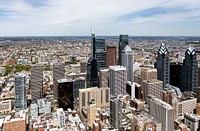 Aerial view of Philadelphia, Pennsylvania, with a focus on the skyscrapers of what locals call “Center City” in the heart of downtown. Original image from Carol M. Highsmith’s America, Library of Congress collection. Digitally enhanced by rawpixel.