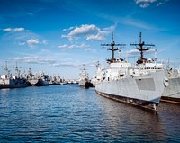 Mothballed Navy Ship Fleet, Philadelphia. Original image from <a href="https://www.rawpixel.com/search/carol%20m.%20highsmith?sort=curated&amp;page=1">Carol M. Highsmith</a>&rsquo;s America, Library of Congress collection. Digitally enhanced by rawpixel.