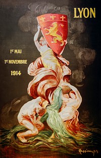 Lyon international exhibition (1914) print in high resolution by Leonetto Cappiello. Original from the Bibliothèque Municipale de Lyon. Digitally enhanced by rawpixel.