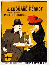 Man and woman at a cafe (1900) print in high resolution by <a href="https://www.rawpixel.com/search/Leonetto%20Cappiello?sort=curated&amp;page=1">Leonetto Cappiello</a>. Original from the Library of Congress. Digitally enhanced by rawpixel.