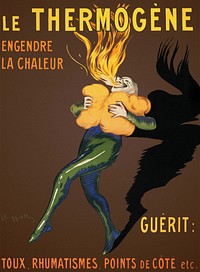 Le Thermog&egrave;ne: Engendre la chaleur et gu&egrave;rit: toux rhumatismes, points de c&ocirc;te, etc. (1909) print in high resolution by Leonetto Cappiello. Original from the Library of Congress. Digitally enhanced by rawpixel.