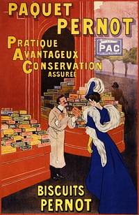 Paquet Pernot: Biscuits Pernot (1905) print in high resolution by Leonetto Cappiello. Original from the Library of Congress. Digitally enhanced by rawpixel.