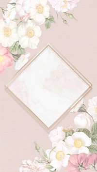 Hand drawn floral rhombus frame vector
