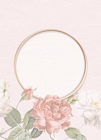 Hand drawn round frame on flower background vector