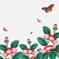 Chinese painting featuring flowers and butterflies wallpaper