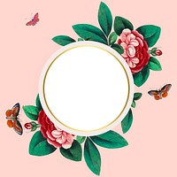Chinese painting featuring flowers blank circle frame vector