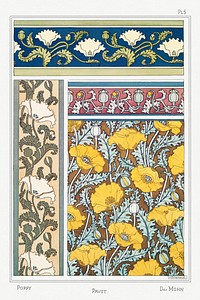 Art nouveau poppy flowerpattern collection design resource