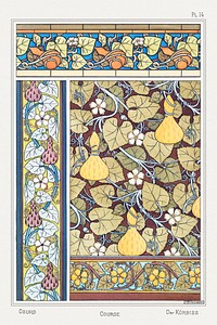 Art nouveau white&ndash;flowered gourd flower pattern collection  design resource