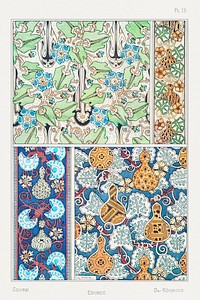 Art nouveau white&ndash;flowered gourd flower pattern collection design resource
