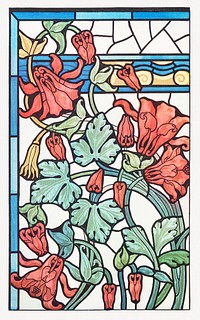 Art nouveau columbine flower pattern design resource