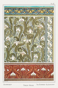 Art nouveau snowdrops flower pattern collection design resource