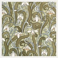 Art nouveau snowdrops flower pattern design resource