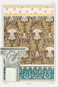 Art nouveau thistle flower pattern collection design resource