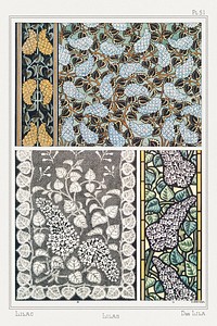 Art nouveau lilac flower pattern collection design resource