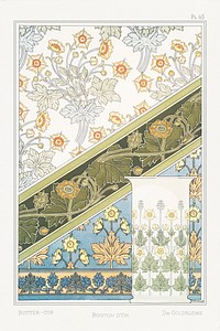 Art nouveau buttercup flower pattern collection design resource