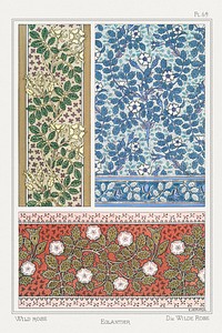 Art nouveau wild rose flower pattern collection design resource