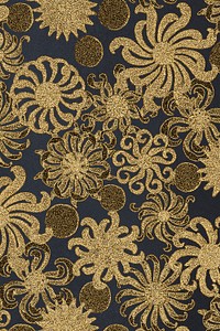 Art nouveau gold chrysanthemum flower pattern design resource