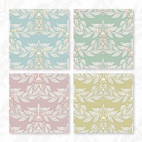 Art nouveau wisteria flower vector pattern collection design resource
