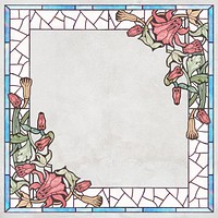 Vintage columbine flower frame design element