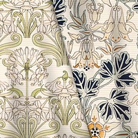 Jonquil and columbine flower fabric patterns vector design resource