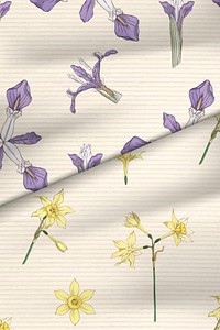 Fabric with iris and jonquil flower fabric patterns vector design resource