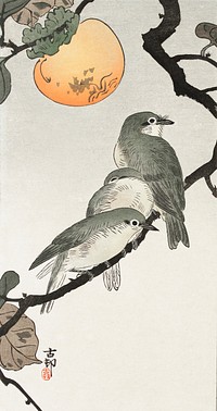 Birds and plants (1900 - 1936) by <a href="https://www.rawpixel.com/search/Ohara%20Koson?sort=curated&amp;page=1">Ohara Koson</a> (1877-1945). Original from The Rijksmuseum. Digitally enhanced by rawpixel.