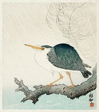 Quack on tree stump (1900 - 1936) by <a href="https://www.rawpixel.com/search/Ohara%20Koson?sort=curated&amp;page=1">Ohara Koson</a> (1877-1945). Original from The Rijksmuseum. Digitally enhanced by rawpixel.