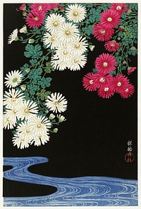 Chrysanthemums (1925-1936) by <a href="https://www.rawpixel.com/search/Ohara%20Koson?sort=curated&amp;page=1">Ohara Koson</a> (1877-1945). Original from The Rijksmuseum. Digitally enhanced by rawpixel.