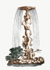 Fountain with Venus and Amor (1688-1698) by <a href="https://www.rawpixel.com/search/Johan%20Teyler?sort=curated&amp;page=1">Johan Teyler</a> (1648-1709). Original from Rijks Museum. Digitally enhanced by rawpixel.