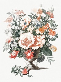 Stone Vase with Flowers (1688-1698) by <a href="https://www.rawpixel.com/search/Johan%20Teyler?sort=curated&amp;page=1">Johan Teyler</a> (1648-1709). Original from Rijks Museum. Digitally enhanced by rawpixel.