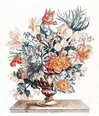 Stone vase with flowers (1688-1698) by <a href="https://www.rawpixel.com/search/Johan%20Teyler?sort=curated&amp;page=1">Johan Teyler</a> (1648-1709). Original from The Rijksmuseum. Digitally enhanced by rawpixel.