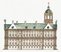The City Hall in Amsterdam by <a href="https://www.rawpixel.com/search/Johan%20Teyler?sort=curated&amp;page=1">Johan Teyler</a> (1648 -1709). Original from Rijks Museum. Digitally enhanced by rawpixel.