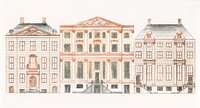 Amsterdam Canal Houses on the Herengracht by <a href="https://www.rawpixel.com/search/Johan%20Teyler?sort=curated&amp;page=1">Johan Teyler</a> (1648-1709). Original from The Rijksmuseum. Digitally enhanced by rawpixel.