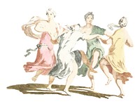 Vintage illustration of four dancing women