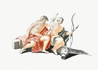 Hercules and Omphale by Johan Teyler (1648-1709). Original from Rijks Museum. Digitally enhanced by rawpixel.