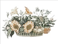 Vintage illustration of a basket with flowers
