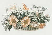 Basket with flowers by <a href="https://www.rawpixel.com/search/Johan%20Teyler?sort=curated&amp;page=1">Johan Teyler</a> (1648-1709). Original from The Rijksmuseum. Digitally enhanced by rawpixel.