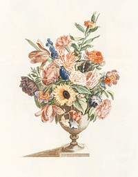 A vase with flowers by Johan Teyler (1648-1709). Original from The Rijksmuseum. Digitally enhanced by rawpixel.