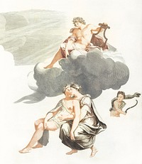 Apollo on the clouds and Jupiter with Callisto by <a href="https://www.rawpixel.com/search/Johan%20Teyler?sort=curated&amp;page=1">Johan Teyler</a> (1648-1709). Original from The Rijksmuseum. Digitally enhanced by rawpixel.
