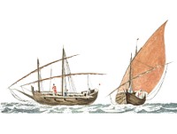 Vintage illustration of Ships on the sea of Istanbul