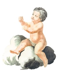 Vintage illustration of a naked child