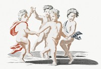 Four naked children dancing by Johan Teyler (1648-1709). Original from Rijks Museum. Digitally enhanced by rawpixel.