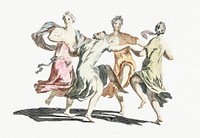 Four dancing women by Johan Teyler (1648-1709). Original from Rijks Museum. Digitally enhanced by rawpixel.