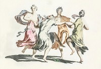 Four dancing women by <a href="https://www.rawpixel.com/search/Johan%20Teyler?sort=curated&amp;page=1">Johan Teyler</a> (1648-1709). Original from The Rijksmuseum. Digitally enhanced by rawpixel.