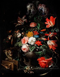 The Overturned Bouquet by <a href="https://www.rawpixel.com/search/Abraham%20Mignon?sort=curated&amp;page=1">Abraham Mignon</a> (1660-1679). Original from The Rijksmuseum. Digitally enhanced by rawpixel.