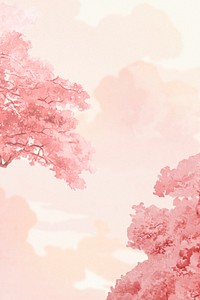Pastel tree and cloud background<br /> 