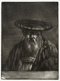 Portrait of an old man with a flat wide cap (1756) by <a href="https://www.rawpixel.com/search/Cornelis%20Ploos%20van%20Amstel?sort=curated&amp;page=1">Cornelis Ploos van Amstel</a>. Original from The Rijksmuseum. Digitally enhanced by rawpixel.