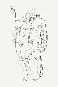 Adam and Eve (ca. 1736&ndash;1848) by <a href="https://www.rawpixel.com/search/Cornelis%20Ploos%20van%20Amstel?sort=curated&amp;page=1">Cornelis Ploos van Amstel</a>. Original from The Rijksmuseum. Digitally enhanced by rawpixel.