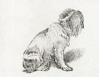 Sitting dog (1777) by <a href="https://www.rawpixel.com/search/Cornelis%20Ploos%20van%20Amstel?sort=curated&amp;page=1">Cornelis Ploos van Amstel</a>. Original from The Rijksmuseum. Digitally enhanced by rawpixel.